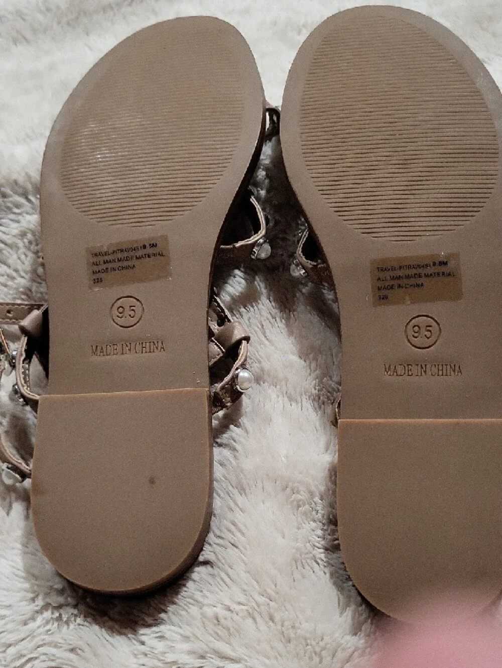 Steve Madden Pearl-Embellished Tan Strappy Sandals - Picture 3 of 3